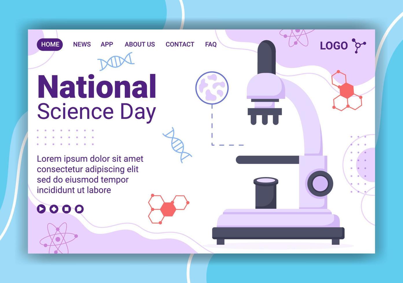 National Science Day Landing Page Template Flat Design Illustration Editable of Square Background Suitable for Social Media or Greeting Card vector