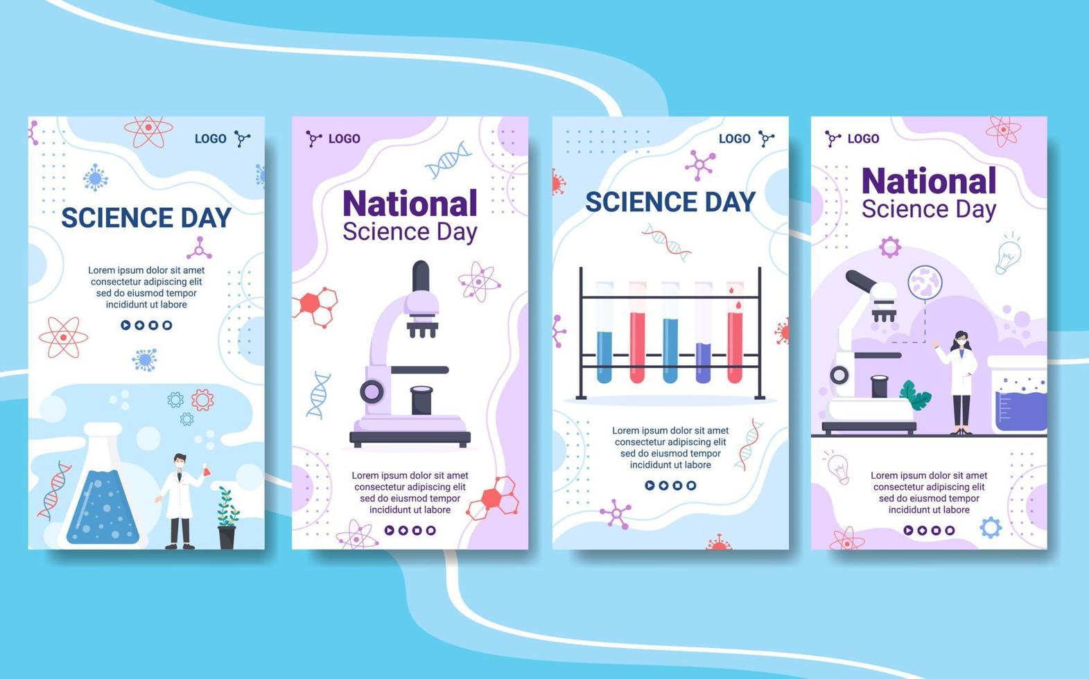National Science Day Stories Template Flat Design Illustration Editable of Square Background Suitable for Social Media or Greeting Card vector