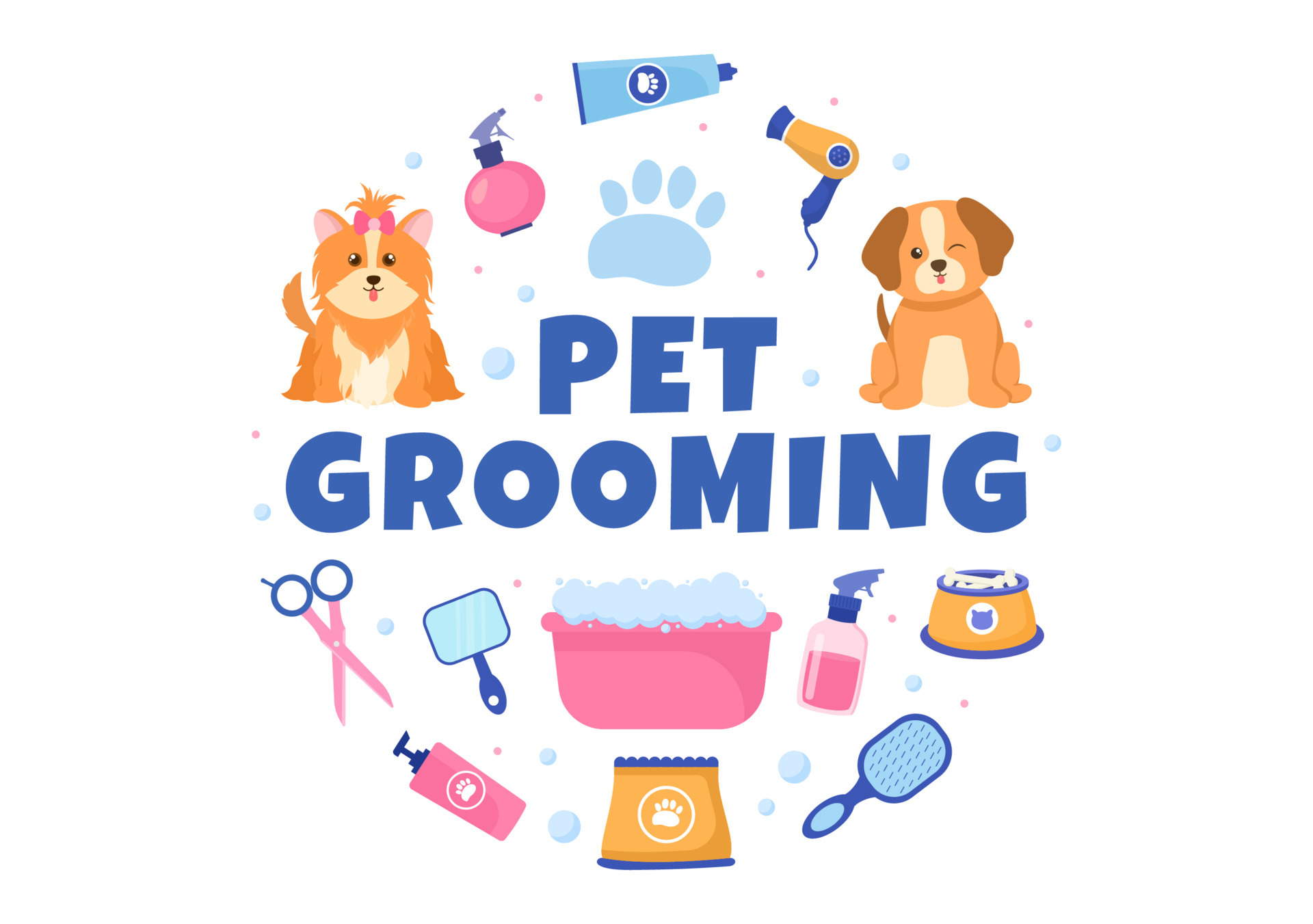 Pet Grooming for Dogs and Cats in Flat Cartoon Hand drawn Background Illustration. The Main Tools Which are used in Beauty Salon for Poster or Banner 5447177 Vector Art at Vecteezy Pet Grooming for Dogs and Cats in Flat Cartoon Hand drawn Background Illustration. The Main Tools Which are used in Beauty Salon for Poster or Banner 5447177 Vector Art at Vecteezy