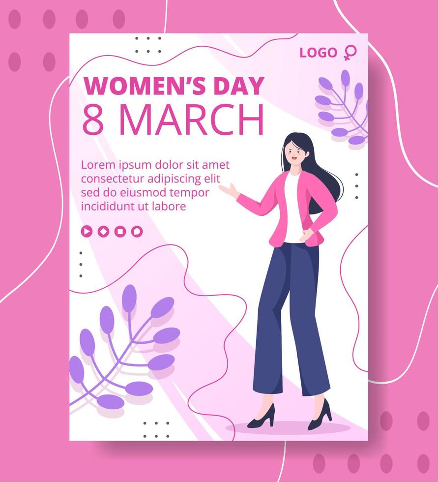 Women's Day Poster Template Flat Illustration Editable of Square Background Suitable for Social Media, Greeting Card and Web Internet Ads vector