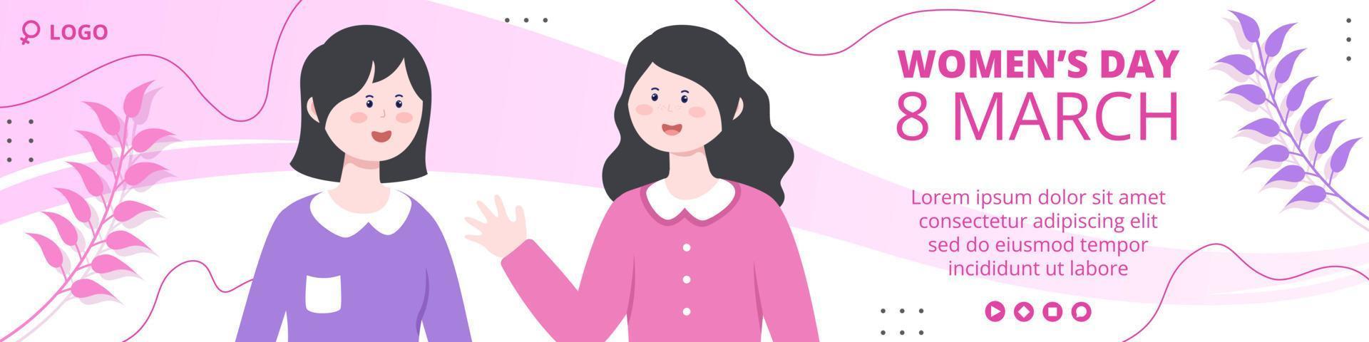 Women's Day Banner Template Flat Illustration Editable of Square Background Suitable for Social Media, Greeting Card and Web Internet Ads vector