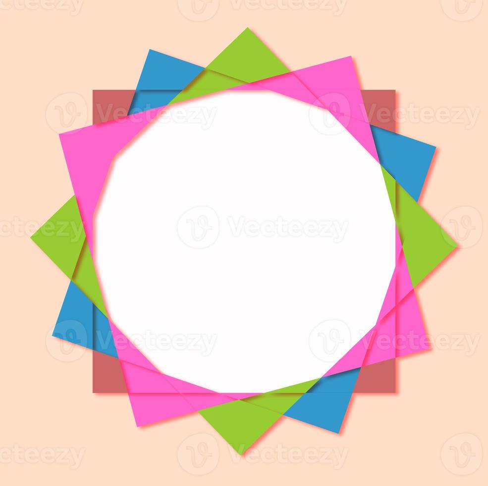 Papercut rounded background with red, green, pink and blue colors. Like a flower outside, geometric theme photo