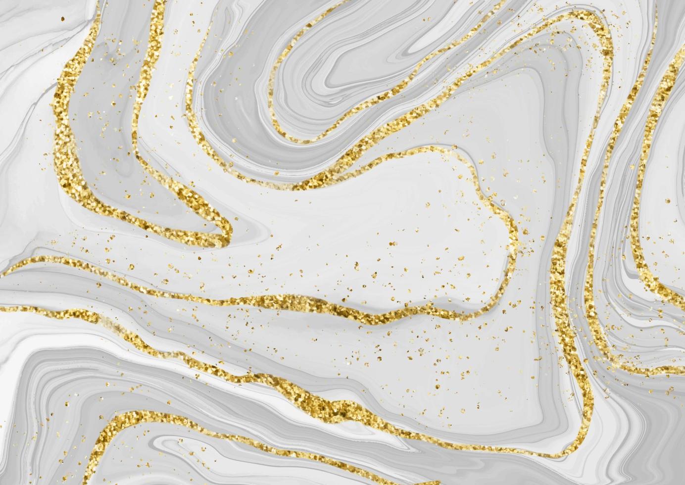 decorative liquid marble background with gold glittery vector