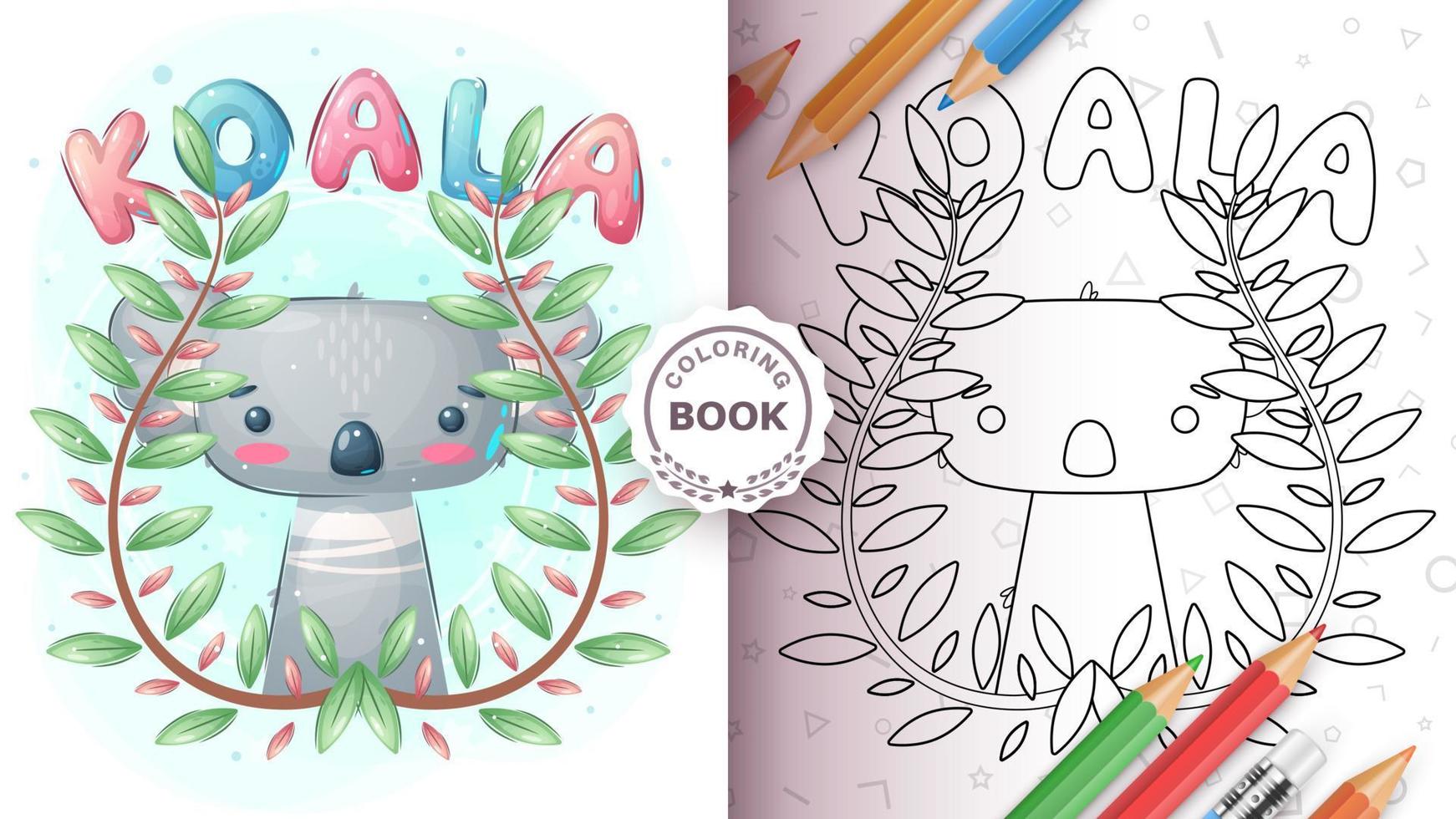Cartoon character funny coala - cooring book vector