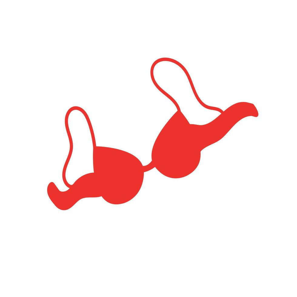 Female breast in a red bra icon, flat style 15090593 Vector Art at