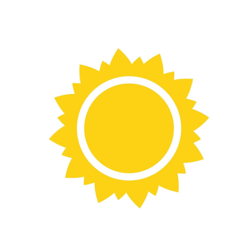 Vector cartoon yellow sun Shining light rays to heat the summer.