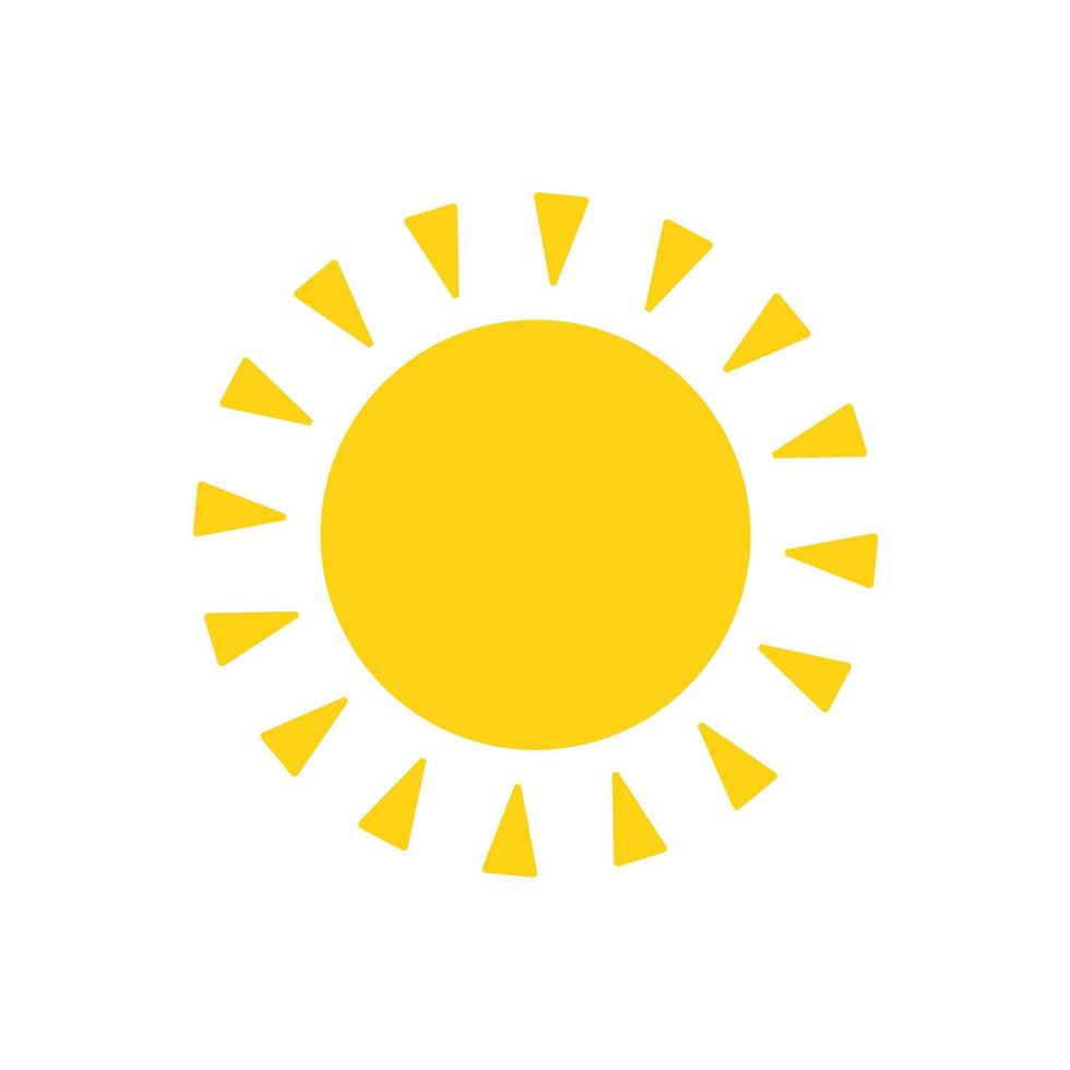 dibujos animados vectoriales sol amarillo brillando rayos de luz para calentar el verano. vector