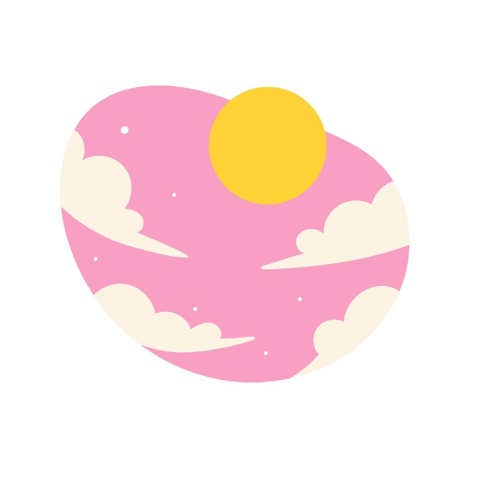 Day night icon vector. cloudy sunlight during the day and the moonlight in the starry sky vector