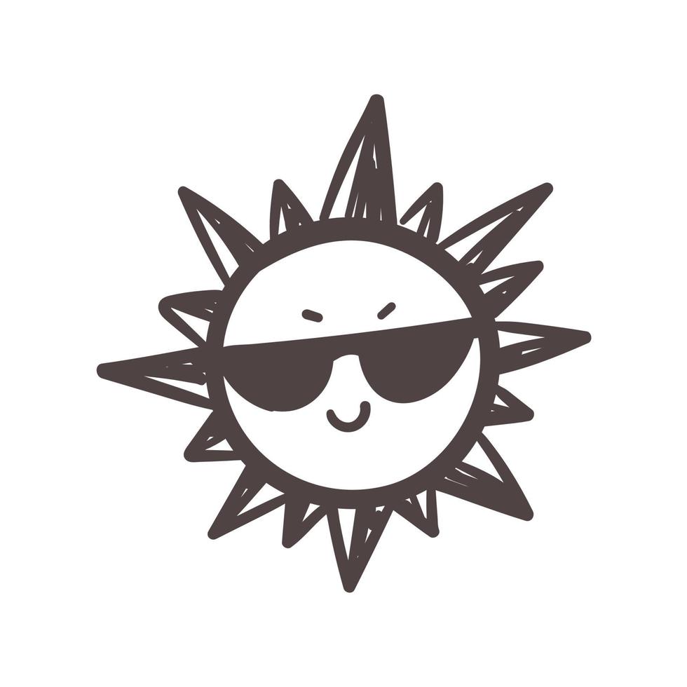 dibujado a mano personaje de dibujos animados lindo puesta de sol elemento  de radiación solar de verano 5447548 Vector en Vecteezy