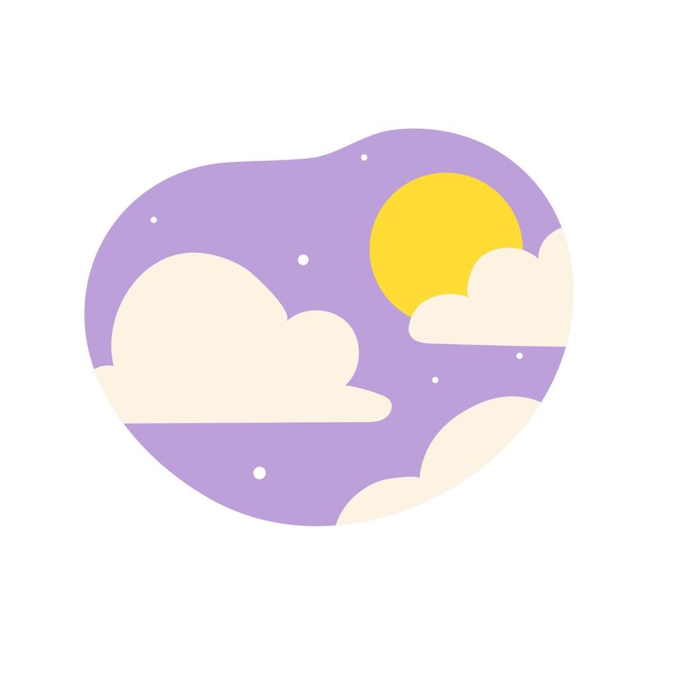 Day night icon vector. cloudy sunlight during the day and the moonlight in the starry sky vector