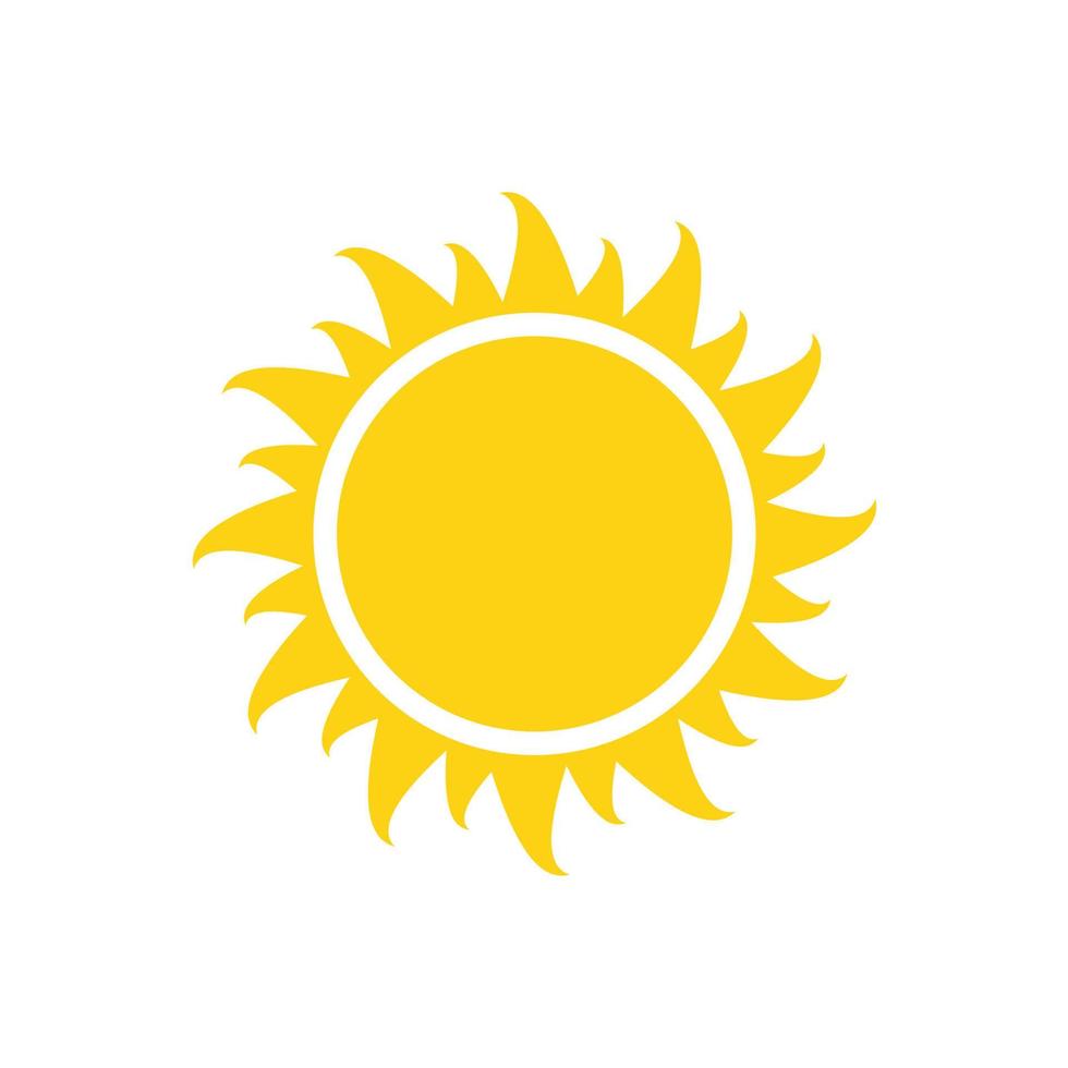 Vector cartoon yellow sun Shining light rays to heat the summer.