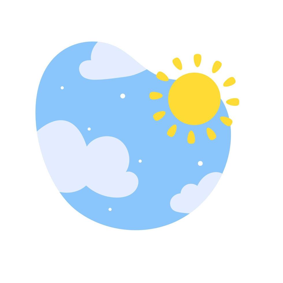 Day night icon vector. cloudy sunlight during the day and the moonlight in the starry sky vector