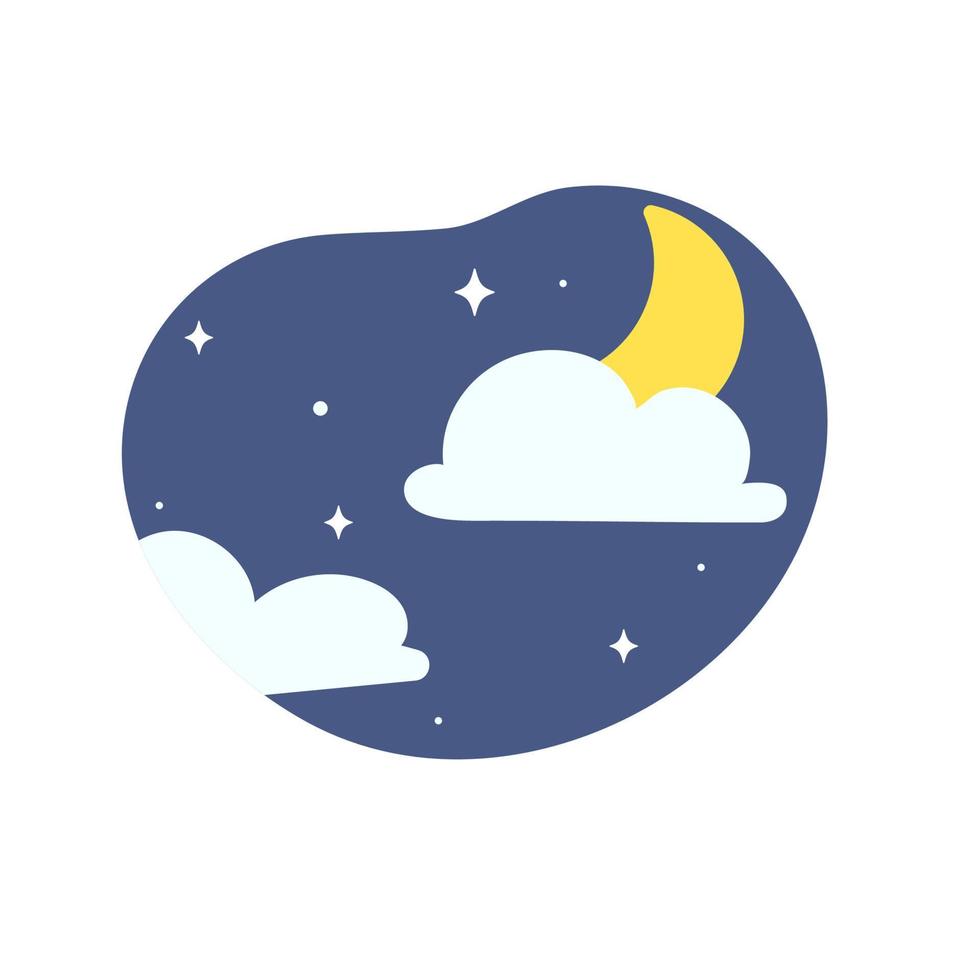 Day night icon vector. cloudy sunlight during the day and the moonlight in the starry sky vector
