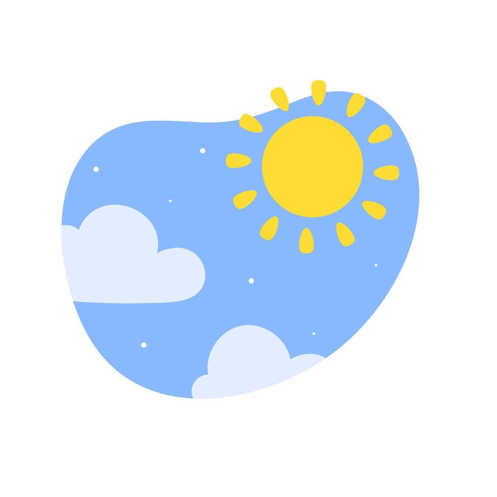 Day night icon vector. cloudy sunlight during the day and the moonlight in the starry sky vector