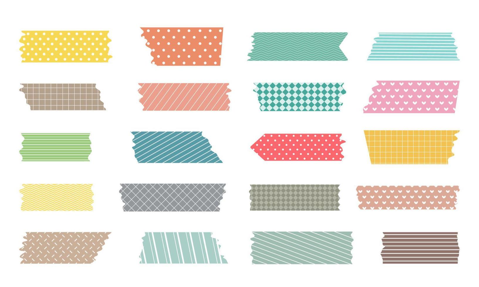 Colorful washi tape with a cute pattern. for decorating greeting cards vector