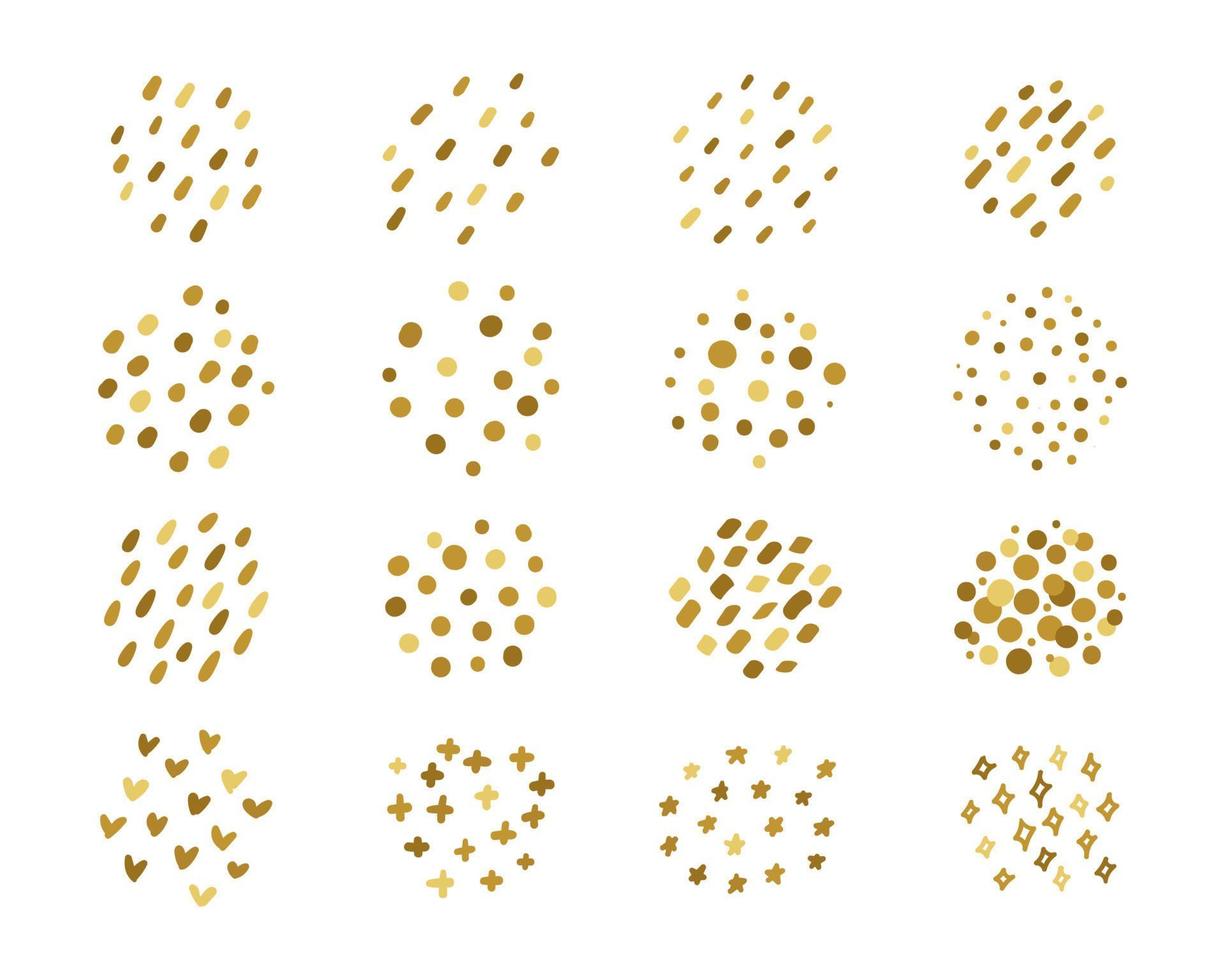 hand drawn group of gold polka dots for greeting card minimalist style decoration vector