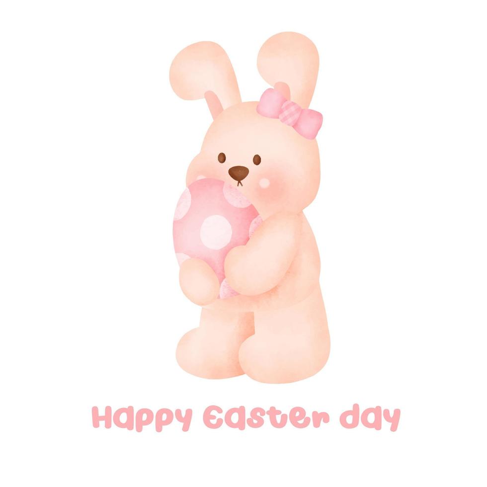 Watercolor Cute Easter day greeting card. vector