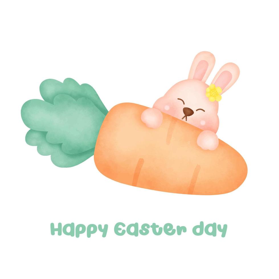 Watercolor Cute Easter day greeting card. vector