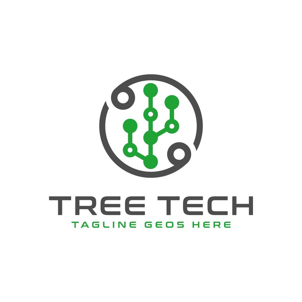 diseño de logotipo de ilustración de tecnología de árbol futuro vector
