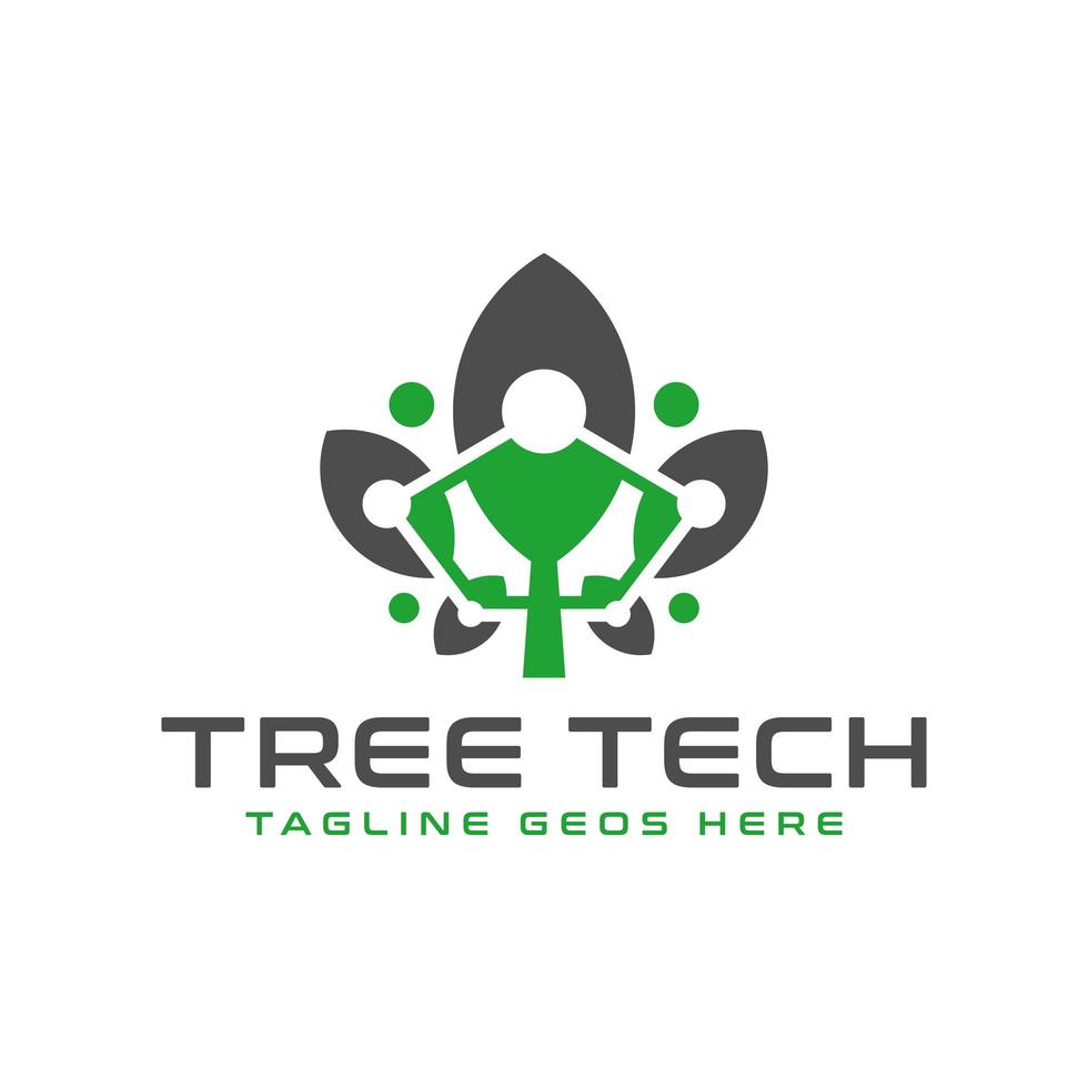 diseño de logotipo de ilustración de tecnología de árbol futuro vector