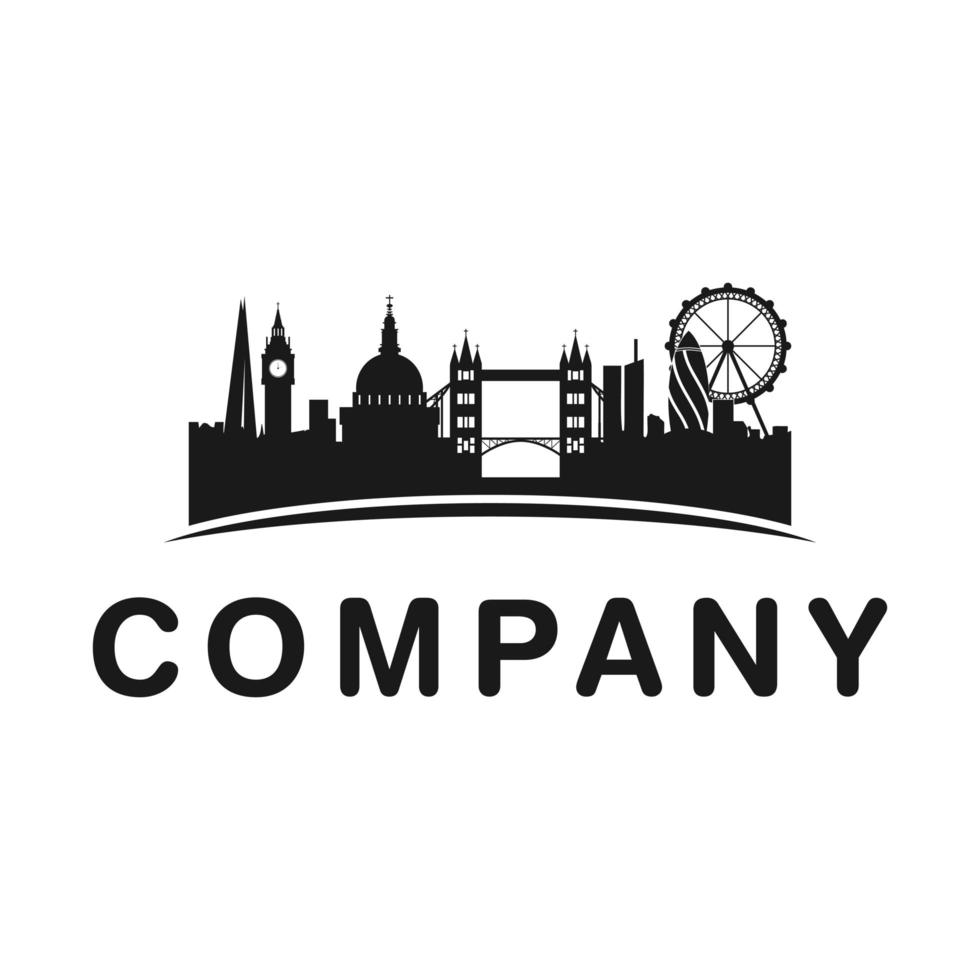 london city silhouette illustration logo design vector