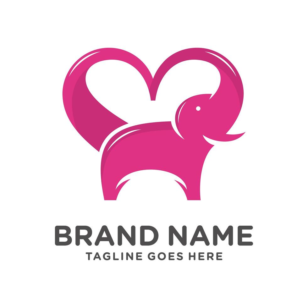 logotipo de amor de elefante vector