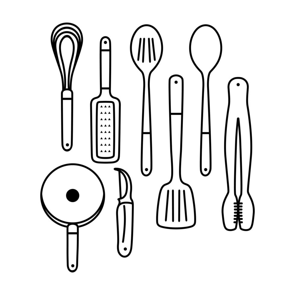 outline cooking utensils vector