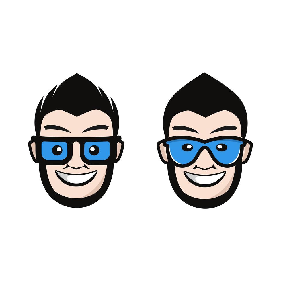 cabeza con gafas azules vector