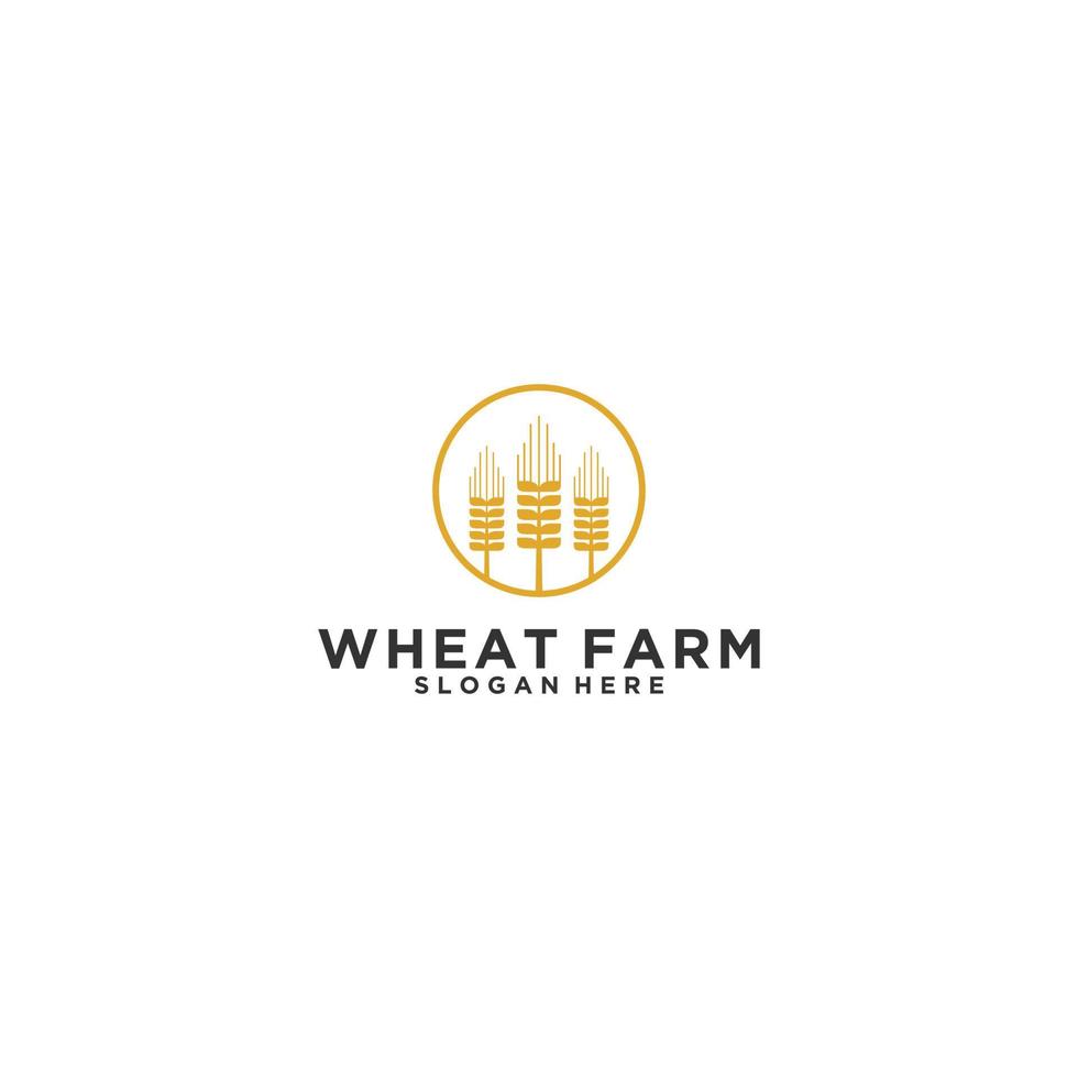 wheat farm logo template in white background vector