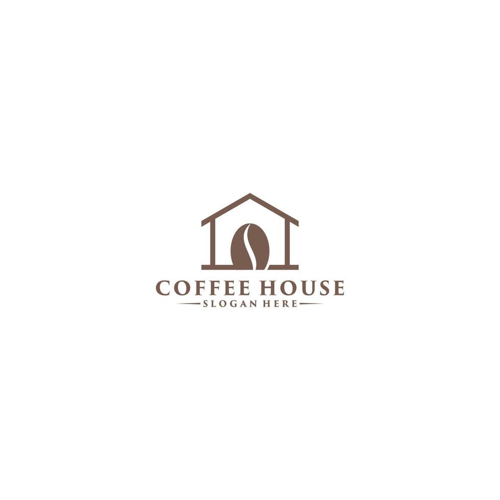 coffee house logo by combining coffee beans and house vector