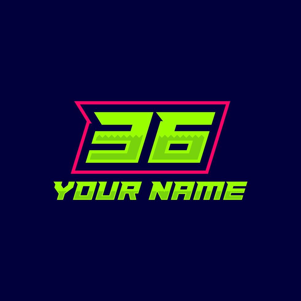 Number logo with fast speed lines. Vector sport style typeface, sports club.