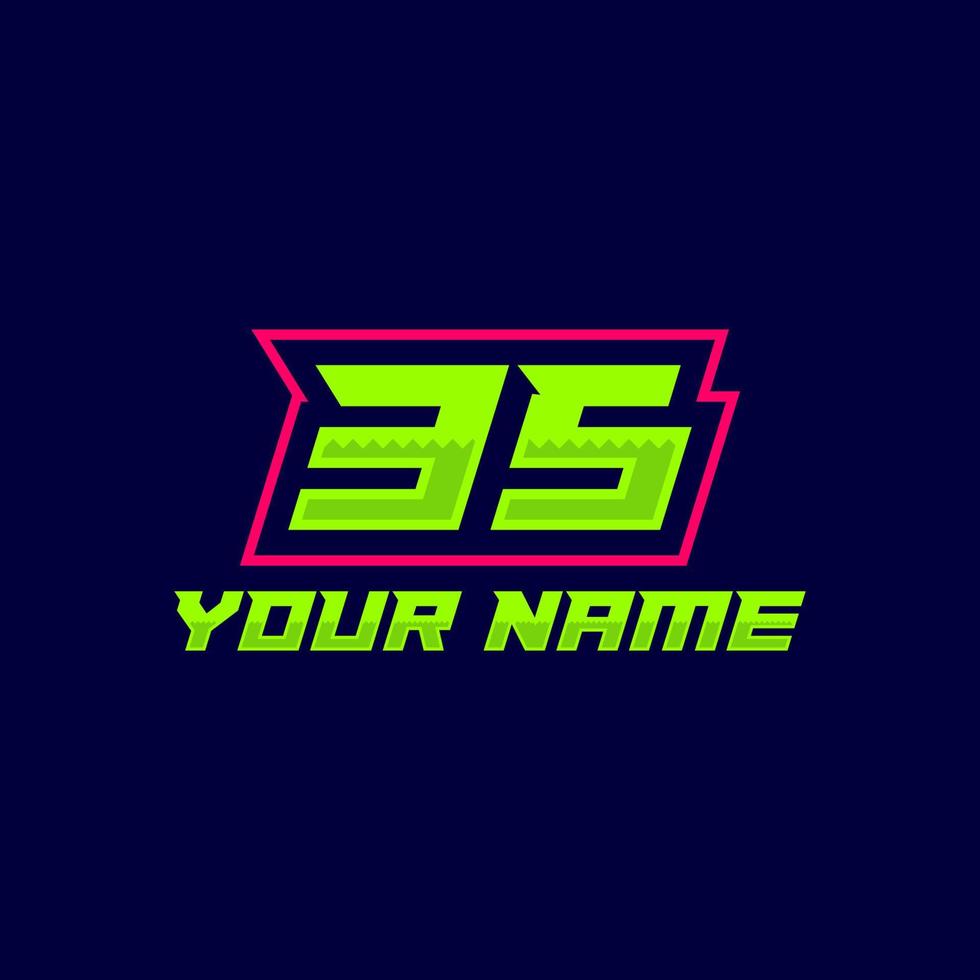 Number logo with fast speed lines. Vector sport style typeface, sports club.