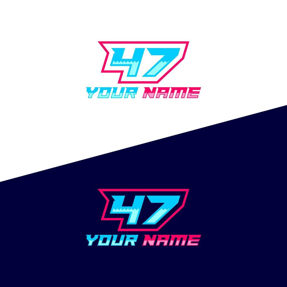 Number logo with fast speed lines. Vector sport style typeface, sports club.