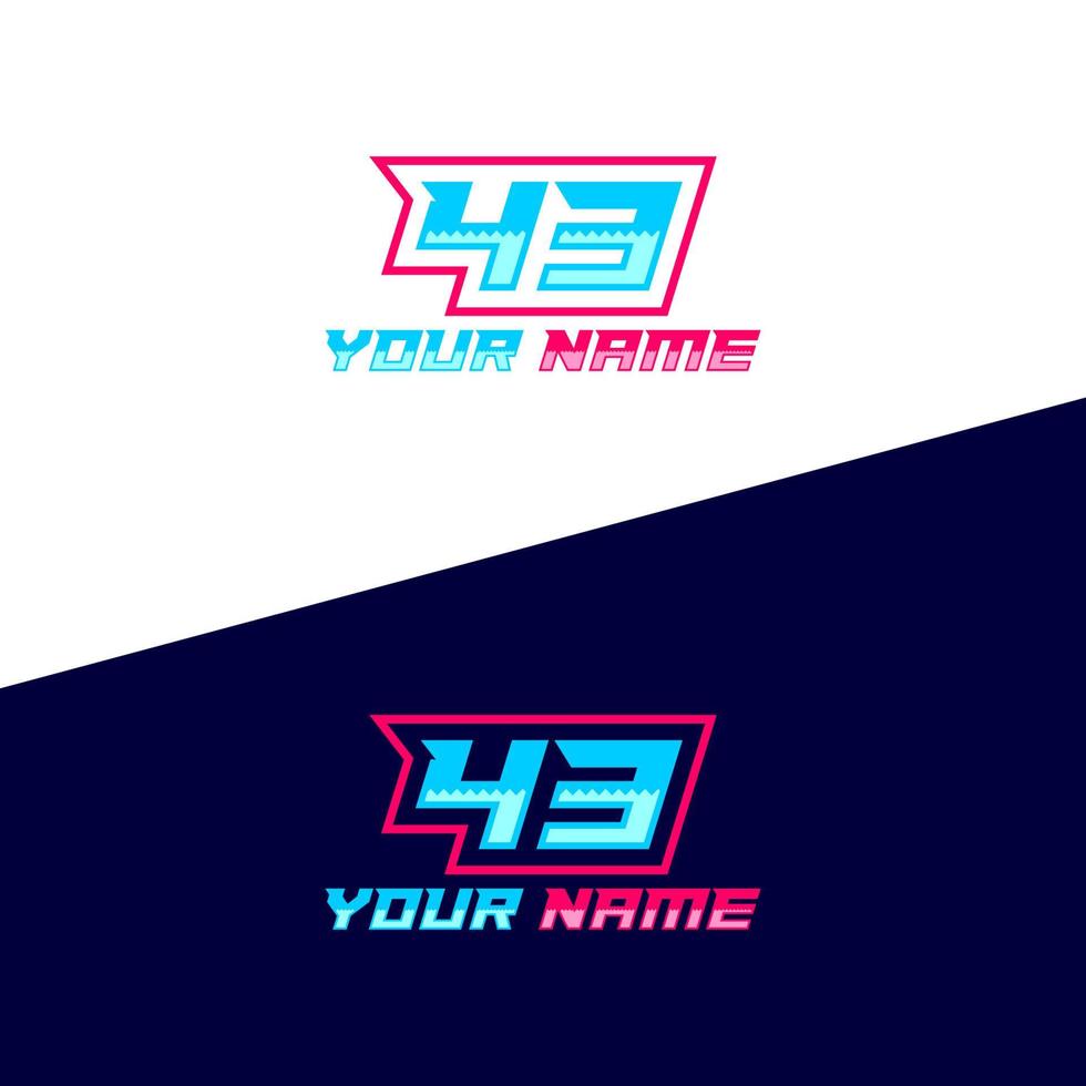 Number logo with fast speed lines. Vector sport style typeface, sports club.