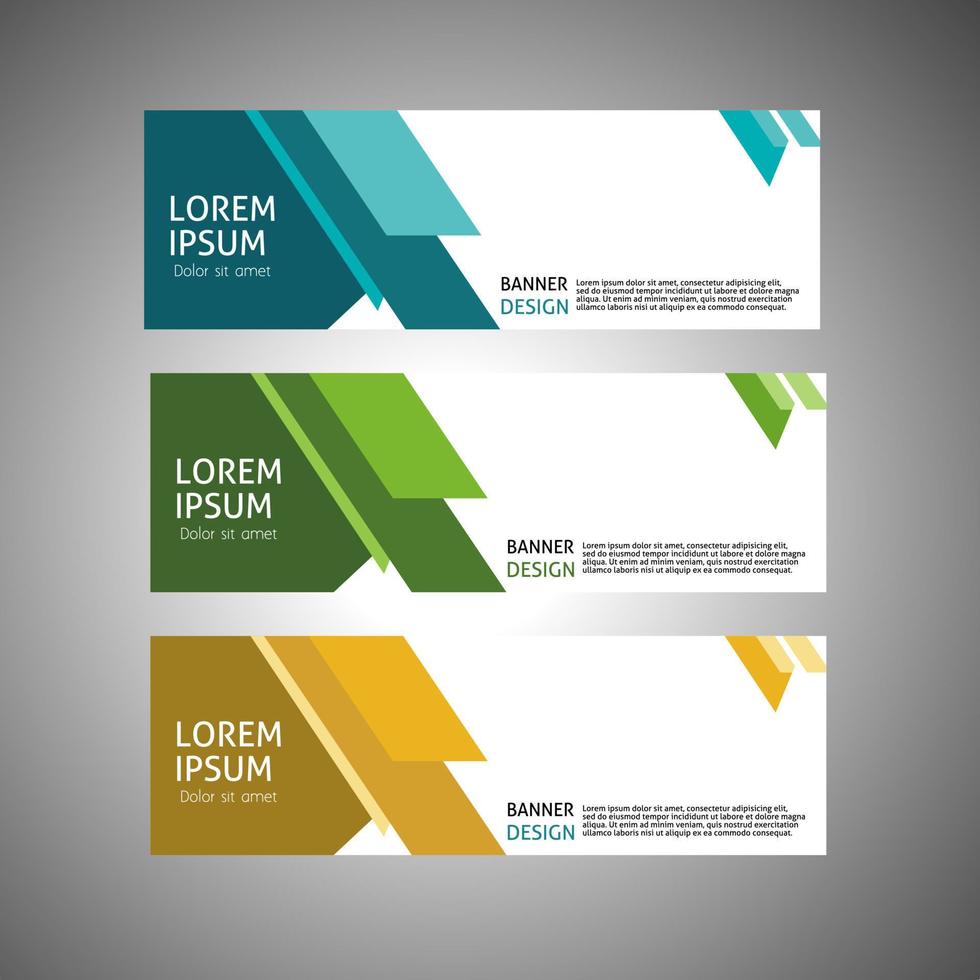 abstract banner design, rectangular layout template with three color options, vector