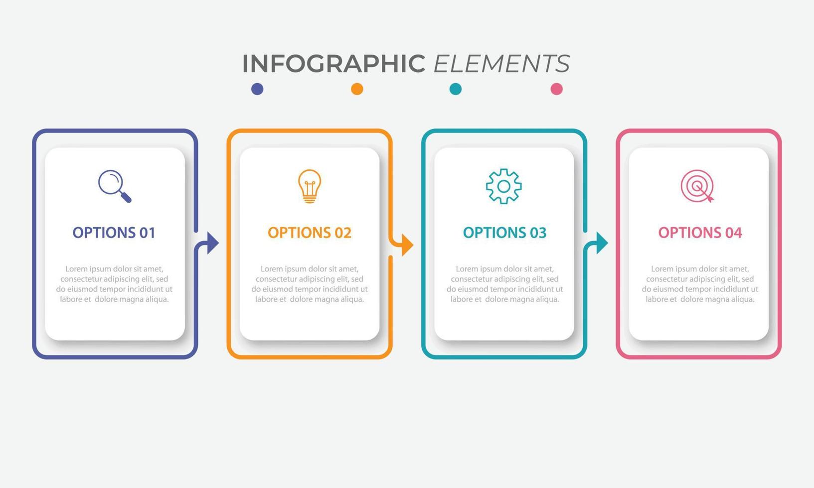 Plantilla de infografía empresarial de presentación con 4 opciones. ilustración vectorial. vector