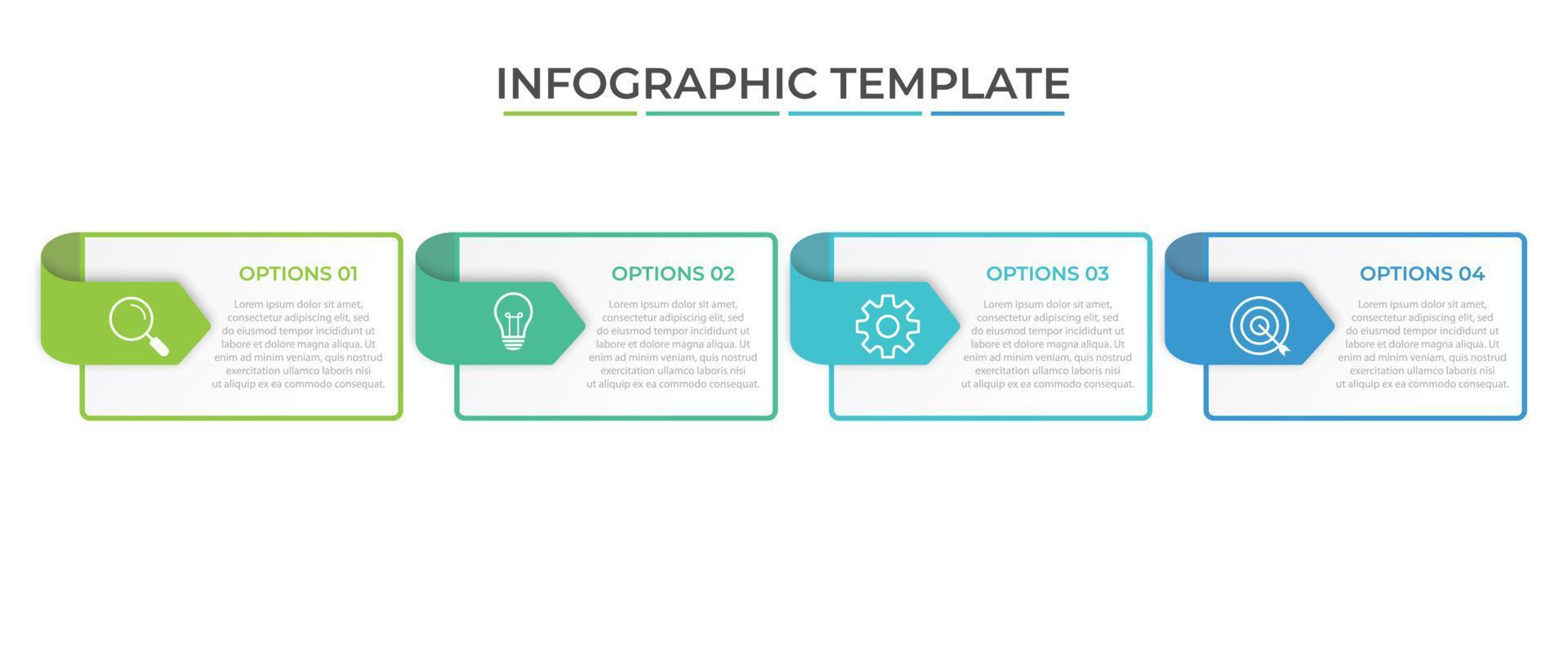 Plantilla de infografía empresarial de presentación con 4 opciones. ilustración vectorial. vector