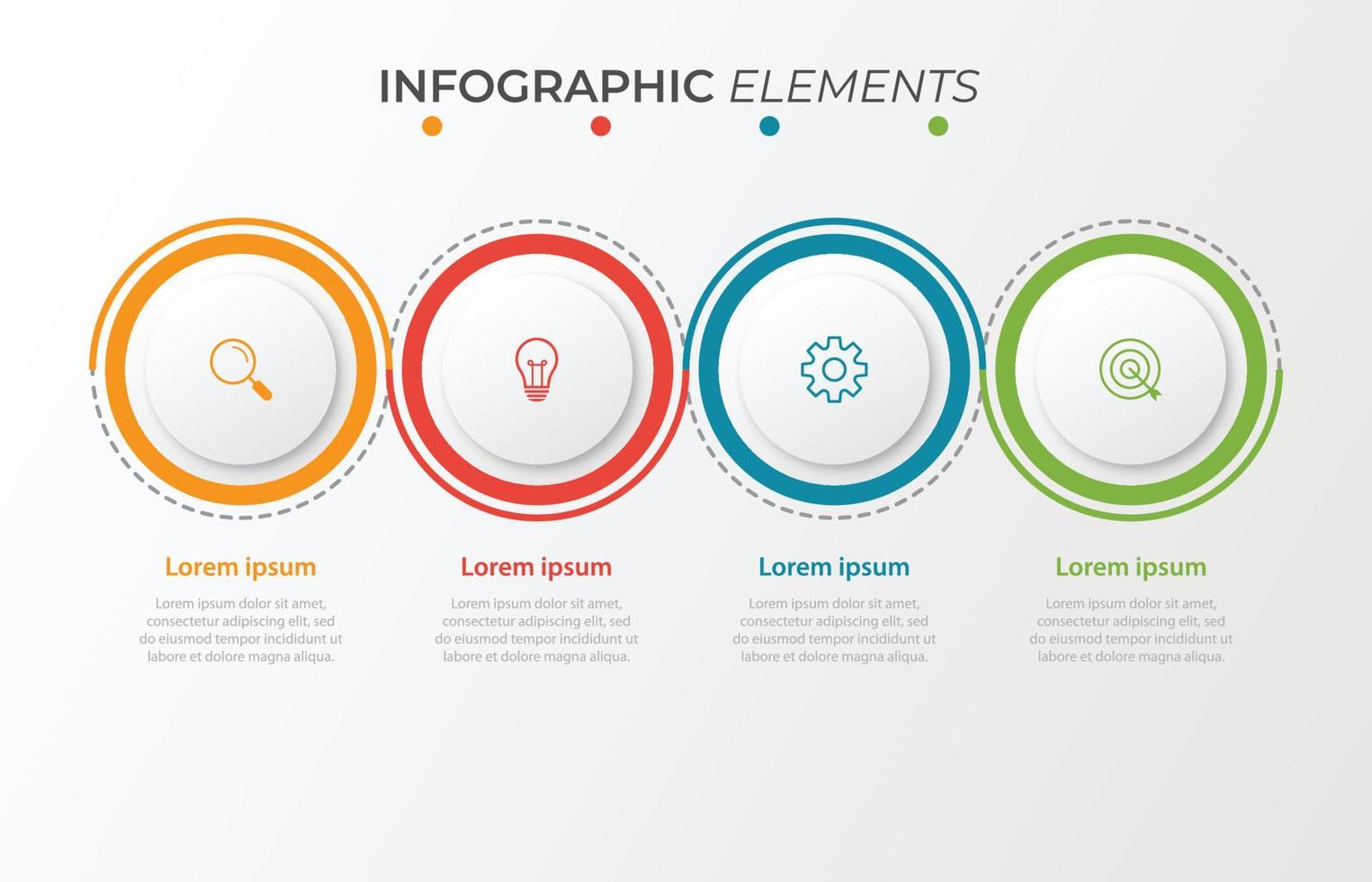 Plantilla de infografía empresarial de presentación con 4 opciones. ilustración vectorial. vector