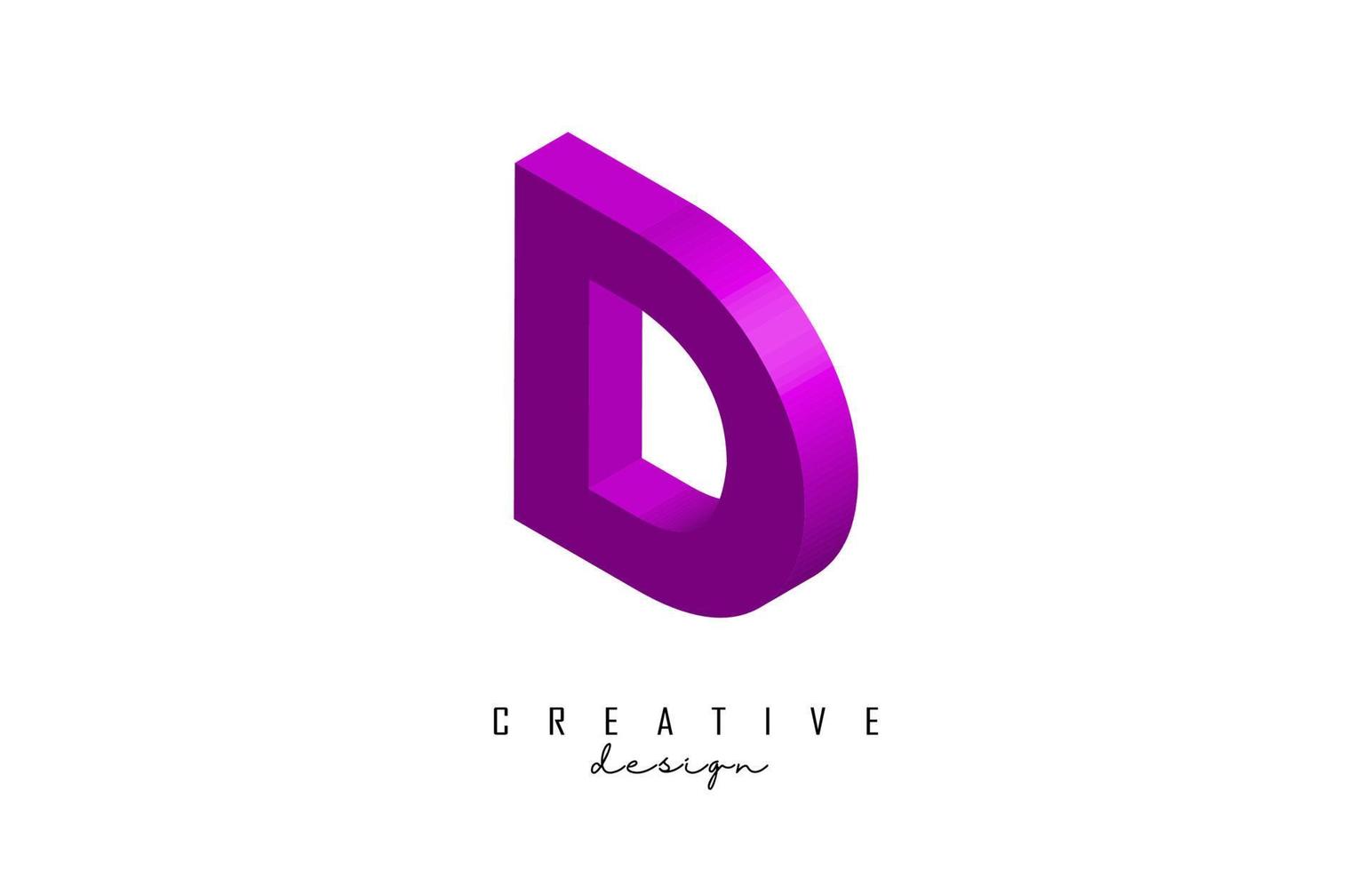 Vector illustration of 3D letter D.