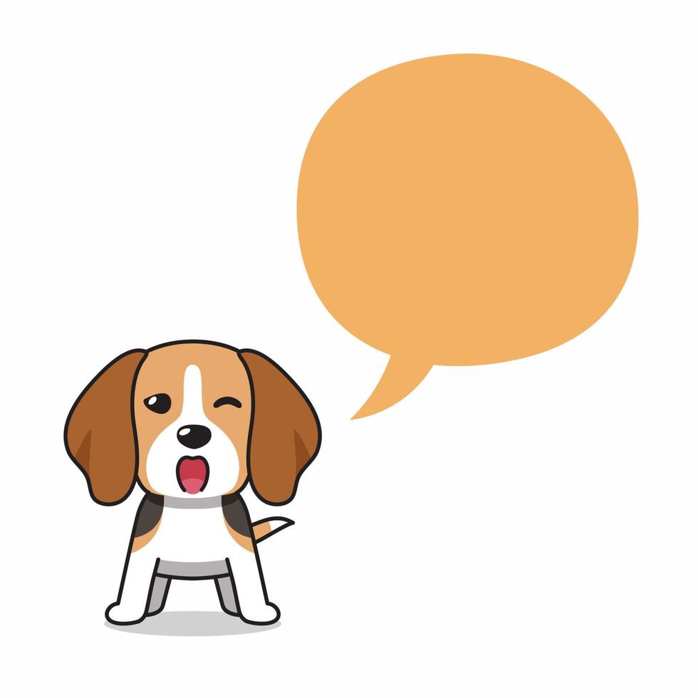 Perro beagle de personaje de dibujos animados con globo de discurso vector