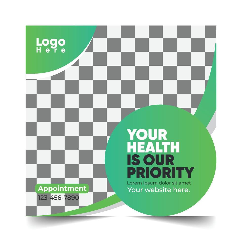 Health Related Social Media Post Design Vector Template