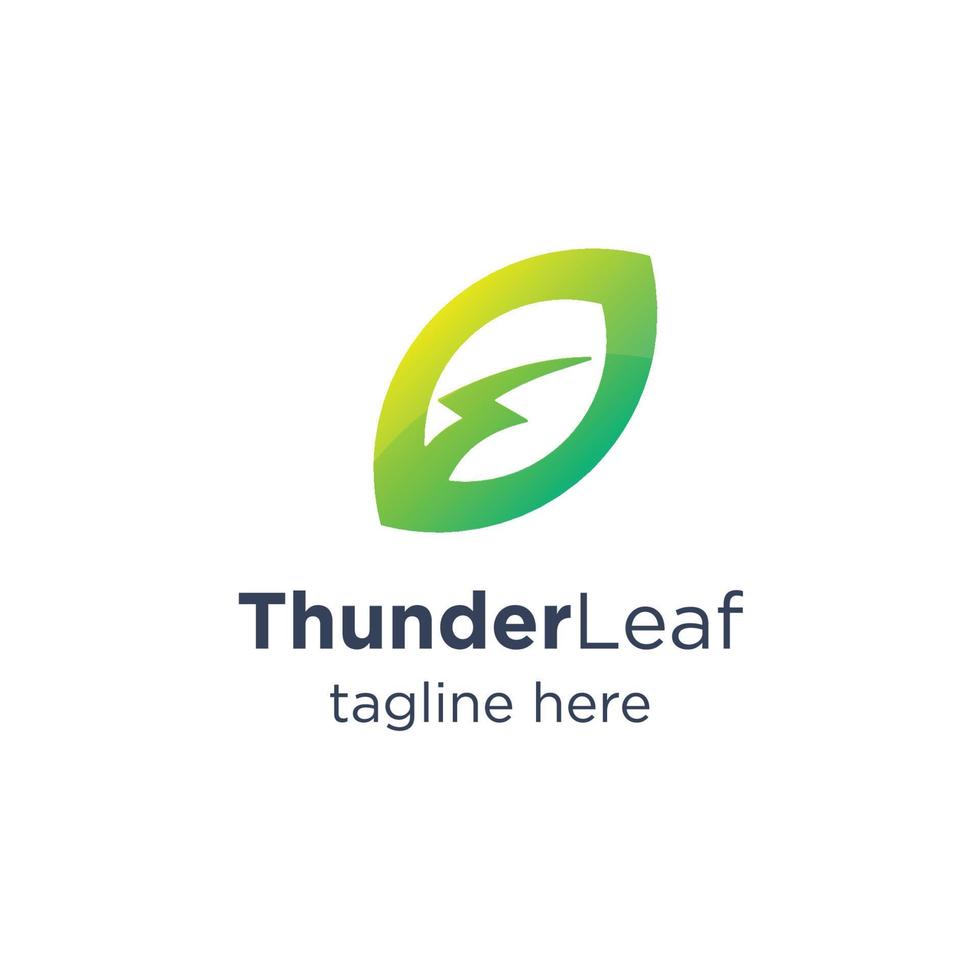 3D Thunder Leaf Natural Tech Logo Design vector