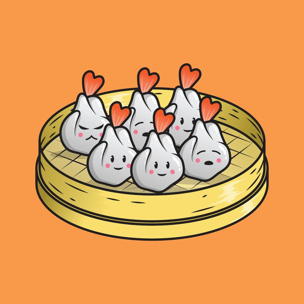 cute dim sum illustration vektor vector