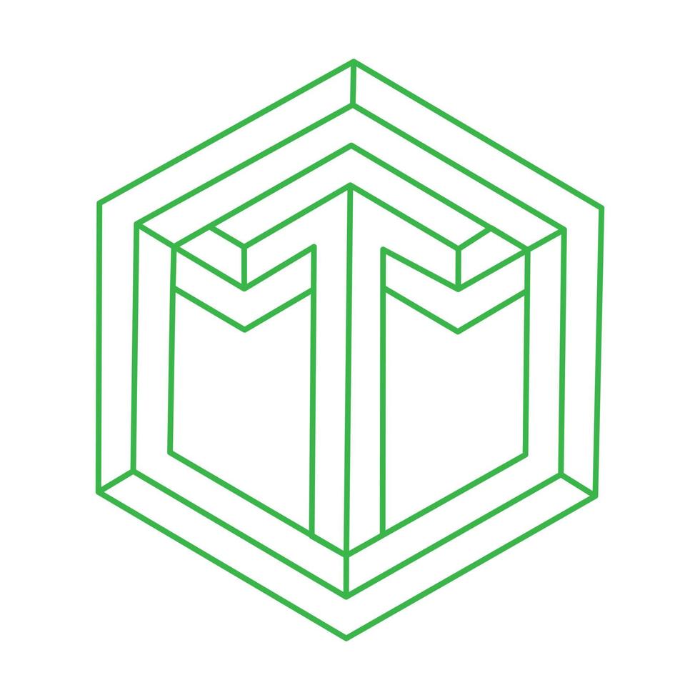 Impossible shapes. Sacred geometry. Optical illusion figures. Abstract eternal geometric object. Impossible endless outline shapes. Op art. Impossible geometry shape on a white background. Line art. vector
