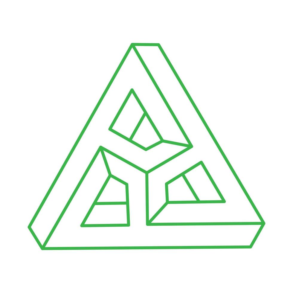 Impossible shape. Sacred geometry triangle. Optical illusion logo. Abstract eternal geometric object. Impossible endless outline. Op art. Impossible geometry shape on a white background. vector