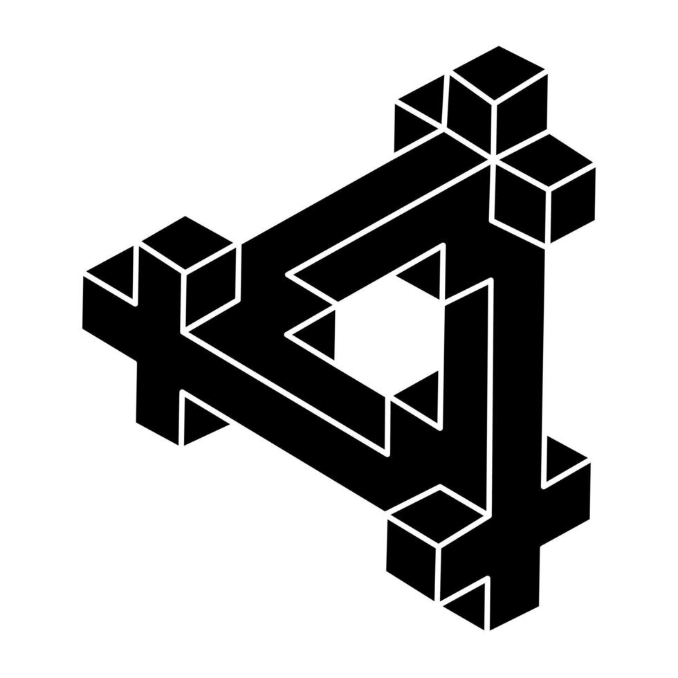 Impossible shape. Optical art. Sacred geometry figure. Optical illusion. Abstract eternal geometric object. vector