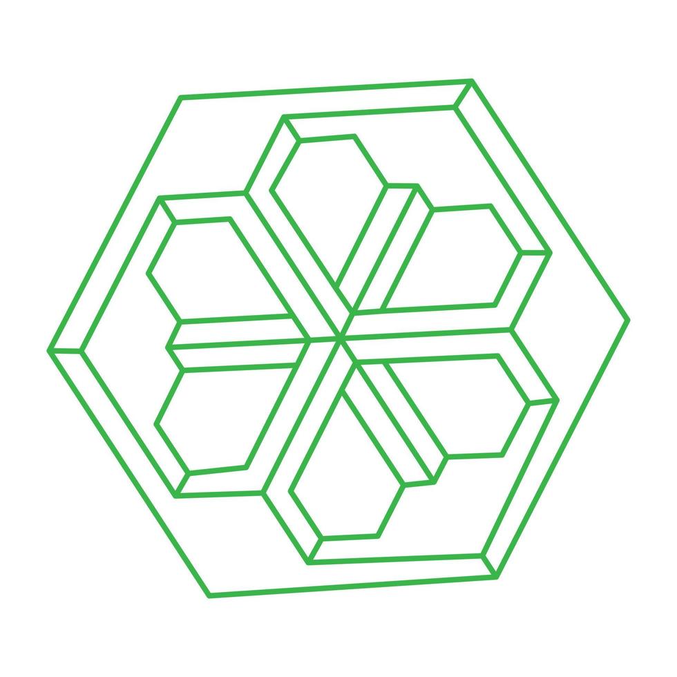 Impossible optical illusion shapes. Logo. Optical art objects. Impossible figures. Line art. Unreal geometric object. vector