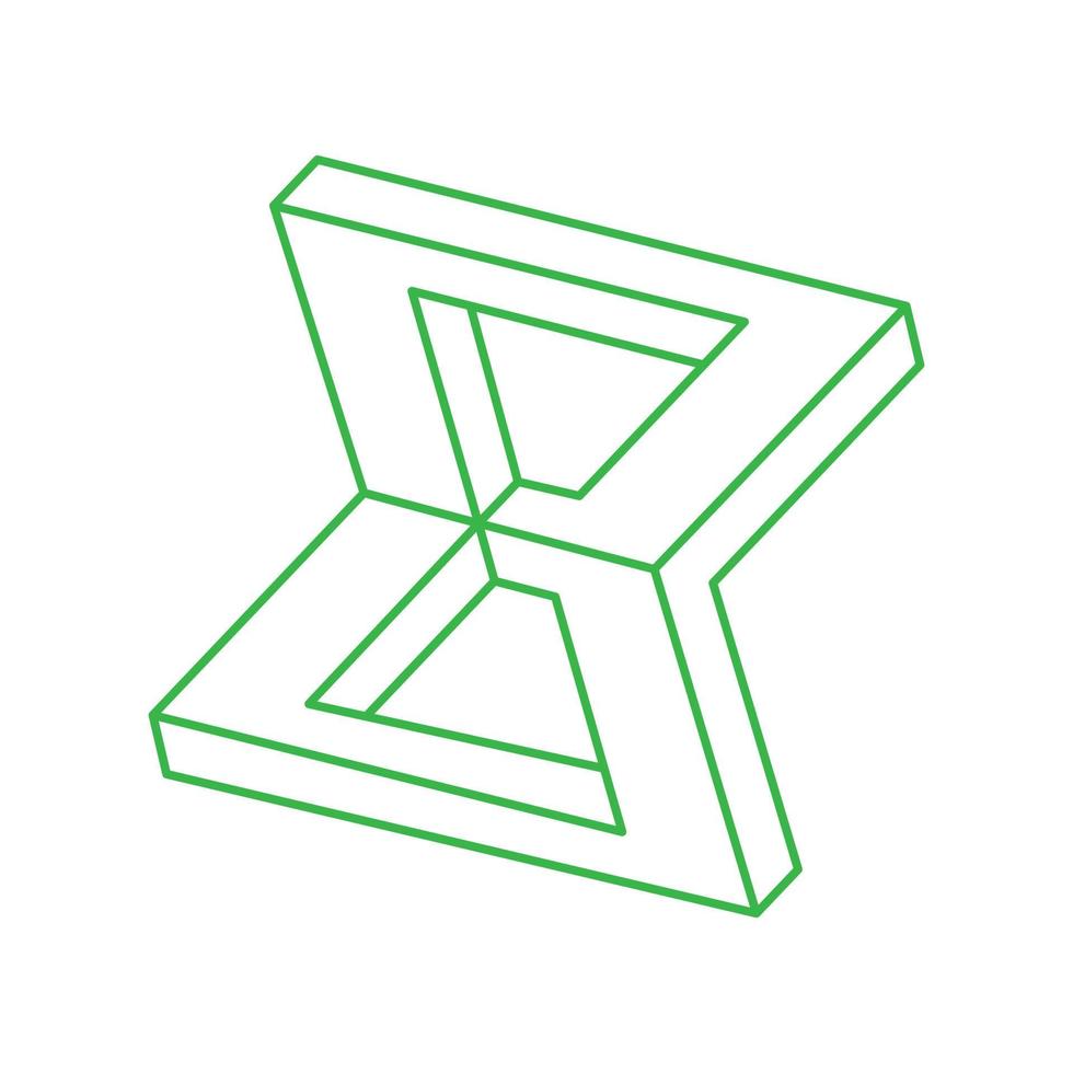 Impossible optical illusion shapes. Optical art objects. Impossible figures. Line art logo. vector