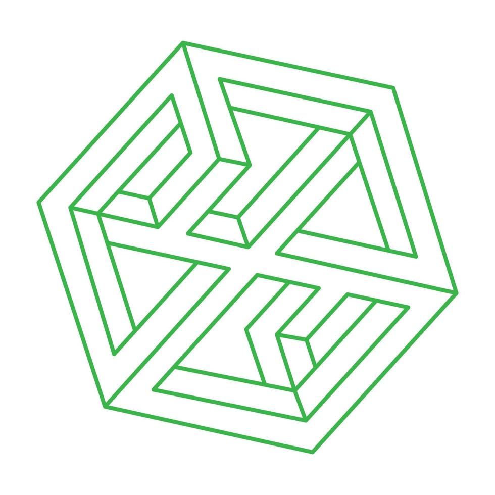 Illusion shapes. 3d geometry objects. Optical illusion figures. Sacred geometry. Logo. vector