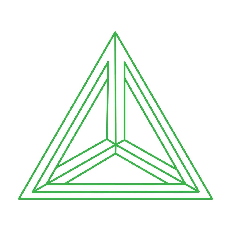 formas imposibles, triángulo de ilusión óptica, logotipo vectorial. objetos de arte óptico. figura geométrica vector